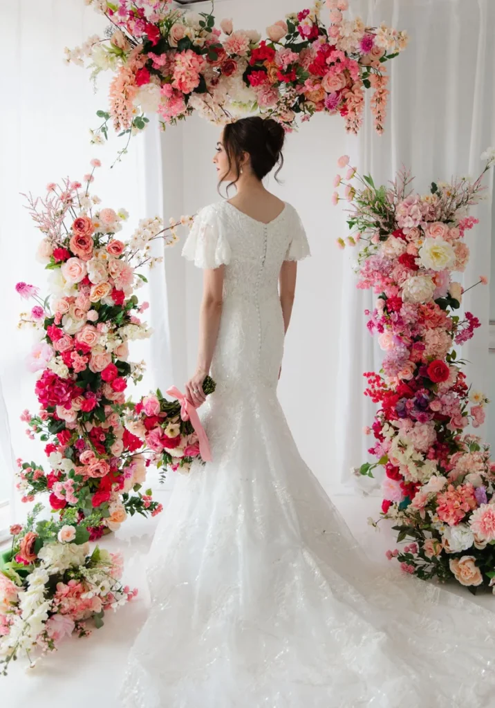 Kaelee looking absolutely stunning in her custom wedding gown by SSS and Ohana Bridal