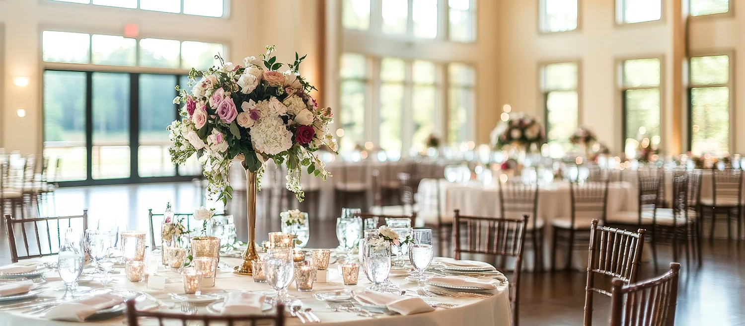 Tables at a wedding venue