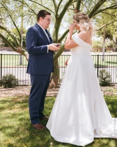 Jenny and groom. Photos by: Joy and Ben Photography