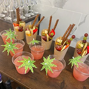 specialty drinks and charcuterie cups