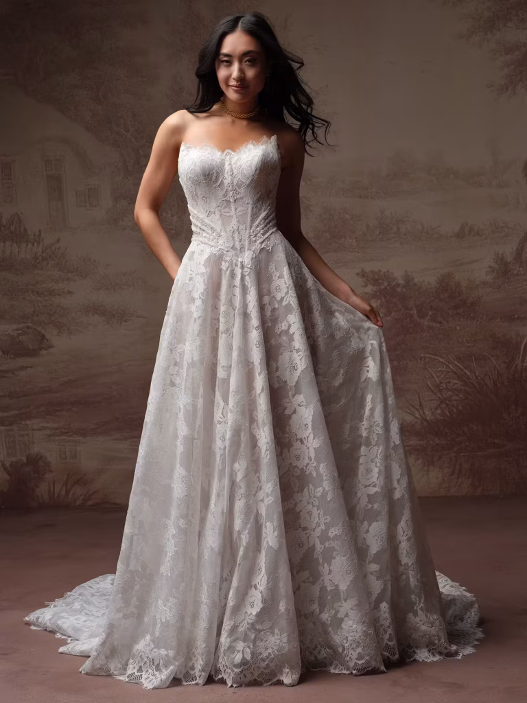 Glitter Tulle A-Line Wedding Dress with Cat Eye Neckline